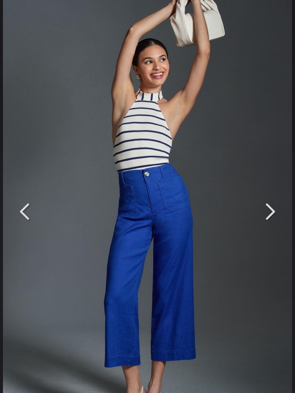 Maeve The Colette Wide-Leg Crop Pants in Royal Blue